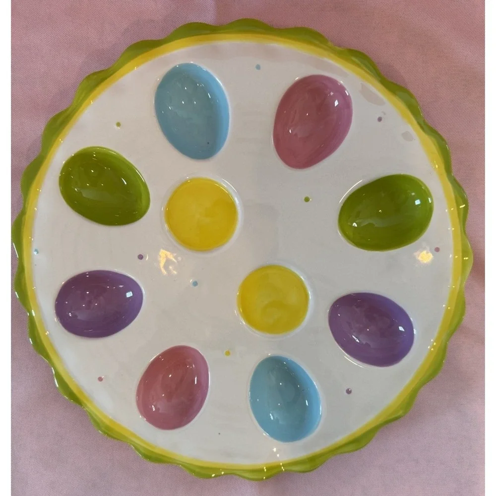 Easter Egg Dish, Pier One, Deviled egg dish, pastel colors 11